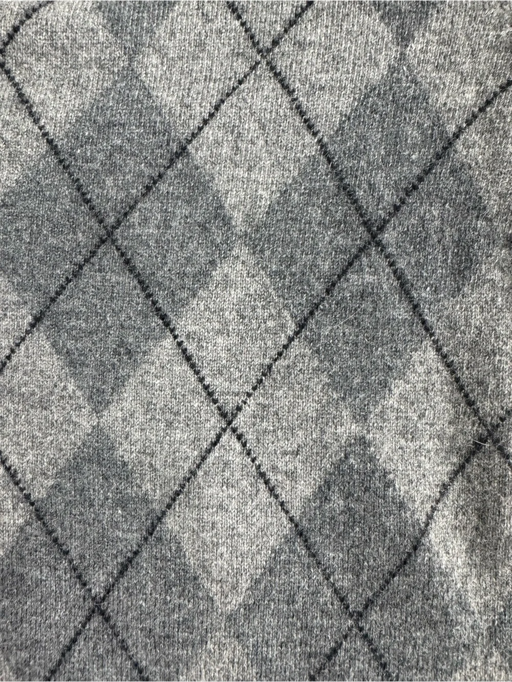 McGeorge Ballantyne Scotland 100% Cashmere Argyle Sweater Men’s Gray Black large